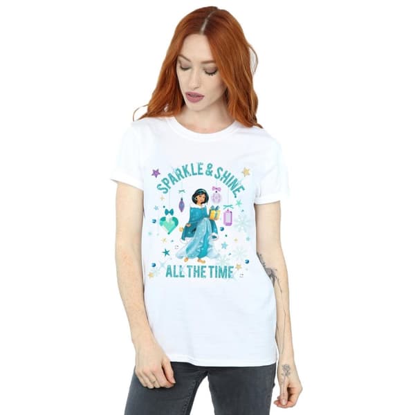 Disney Womens/Ladies Princess Jasmine Sparkle And Shine Cotton Boyfriend T-Shirt