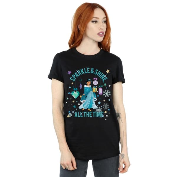 Disney Womens/Ladies Princess Jasmine Sparkle And Shine Cotton Boyfriend T-Shirt