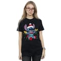 Miniatyrbillede 2 af 3: Disney Womens/Ladies Lilo And Stitch Christmas Lights Cotton Boyfriend T-Shirt