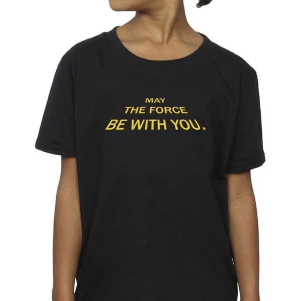 Star Wars May The Force Opening Crawls bomulls-T-shirt för flickor
