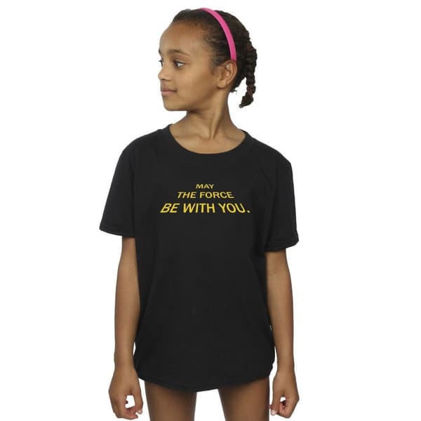 Star Wars May The Force Opening Crawls bomulls-T-shirt för flickor