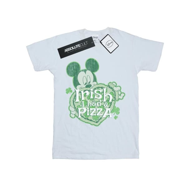 Disney Mens Mickey Mouse Shamrock Pizza T-Shirt