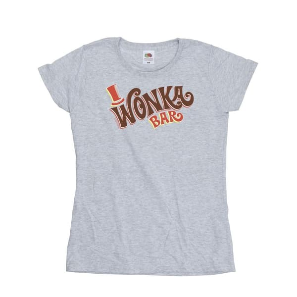 Willy Wonka Womens/Ladies Bar Logo Cotton T-Shirt Sports Grey S