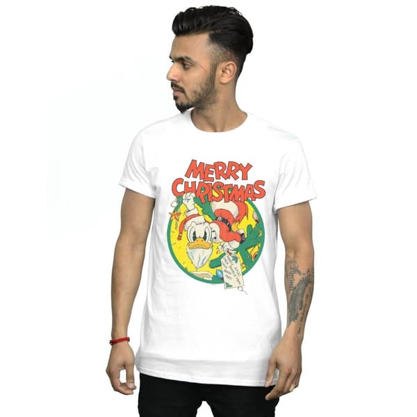 Disney Mens Donald Duck Merry Christmas T-Shirt