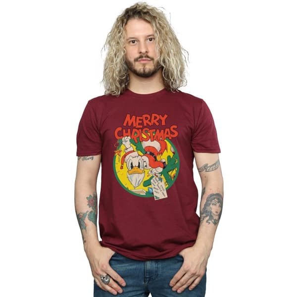Disney Mens Donald Duck Merry Christmas T-Shirt