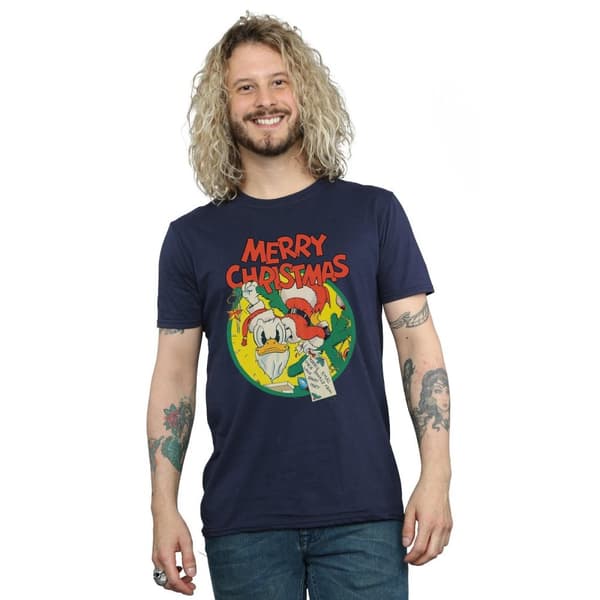 Disney Mens Donald Duck Merry Christmas T-Shirt