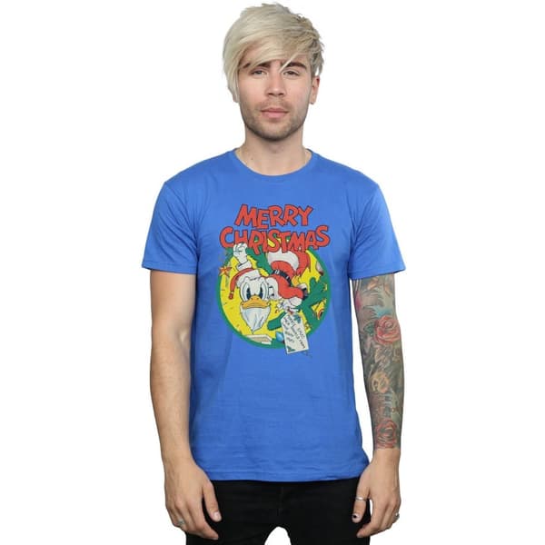 Disney Mens Donald Duck Merry Christmas T-Shirt