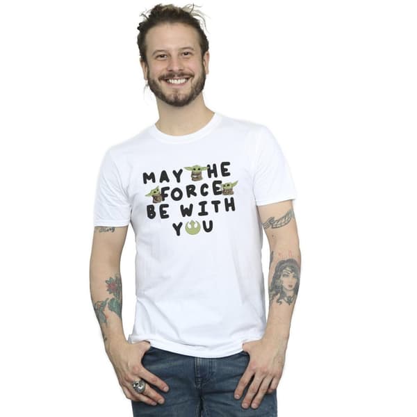 Star Wars Mens The Mandalorian Grogu May The Force Be With You T-Shirt