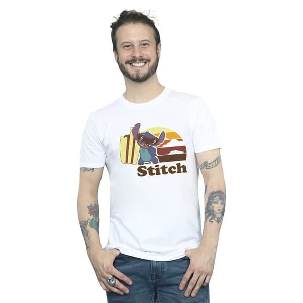 Disney Mens Lilo And Stitch Bitten Surfboard T-Shirt
