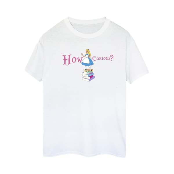 Disney Womens/Ladies Alice In Wonderland How Curious Cotton Boyfriend T-Shirt
