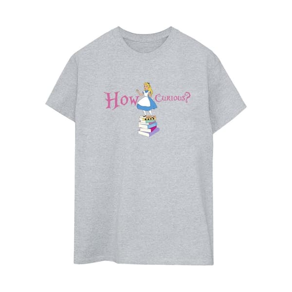 Disney Womens/Ladies Alice In Wonderland How Curious Cotton Boyfriend T-Shirt