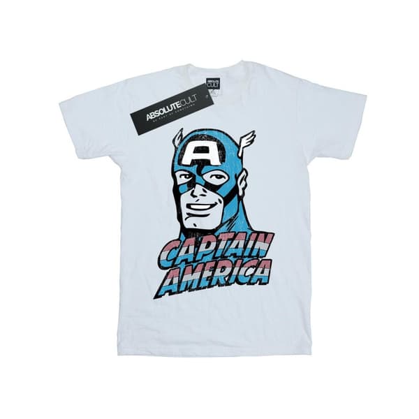 Marvel Womens/Ladies Captain America Distressed Cotton Boyfriend T-Shirt