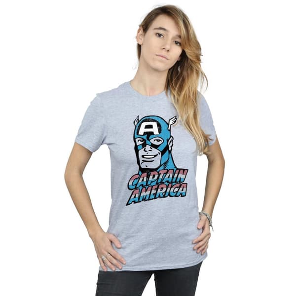 Marvel Womens/Ladies Captain America Distressed Cotton Boyfriend T-Shirt