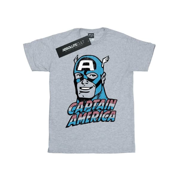 Marvel Womens/Ladies Captain America Distressed Cotton Boyfriend T-Shirt