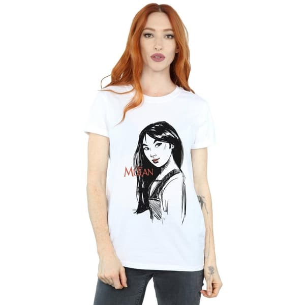 Disney Dam/Lady Mulan Sketch Boyfriend T-shirt i bomull