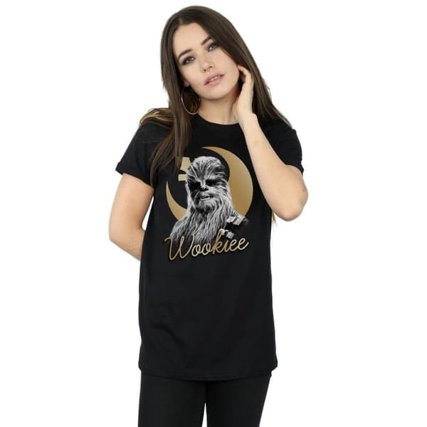 Star Wars Womens/Ladies The Last Jedi Gold Chewbacca Cotton Boyfriend T-Shirt