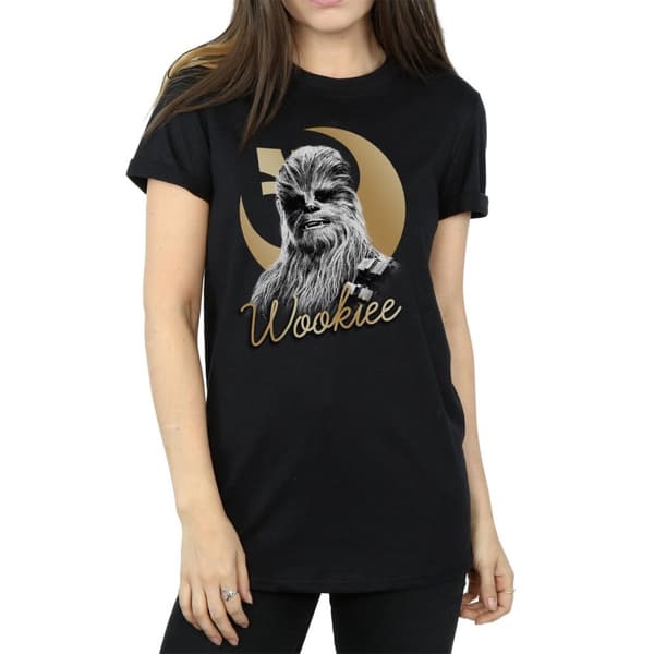 Star Wars Womens/Ladies The Last Jedi Gold Chewbacca Cotton Boyfriend T-Shirt