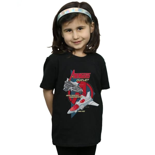 Marvel T-shirt i bomull 1969 The Avengers Quinjet för flickor