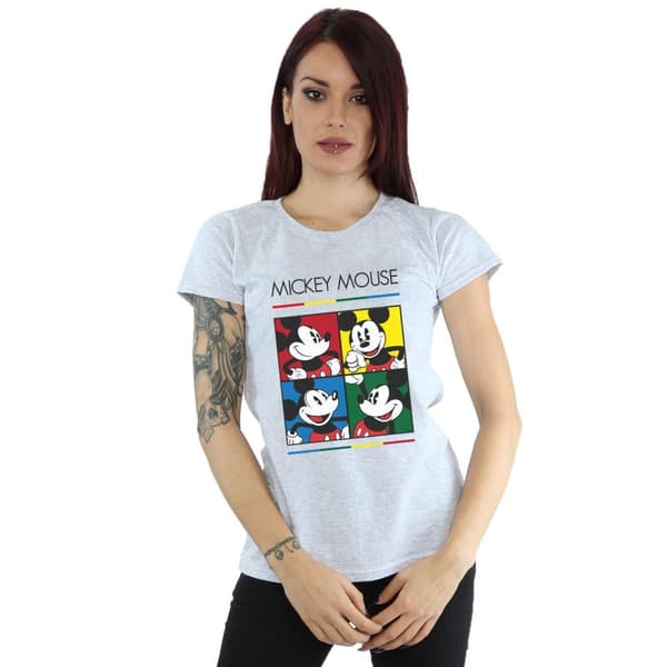 Disney Dam/Tjej Musse Pigg T-shirt i bomull med fyrkantig färg
