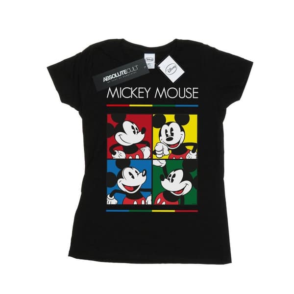 Disney Dam/Tjej Musse Pigg T-shirt i bomull med fyrkantig färg
