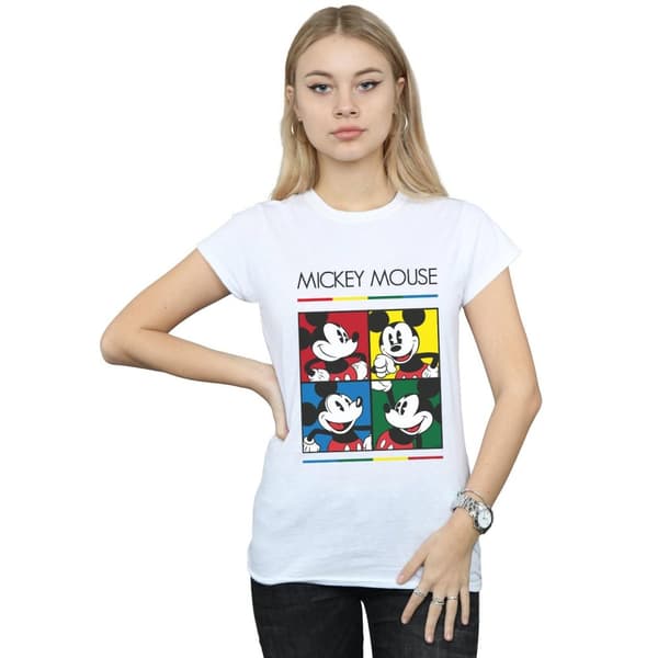 Disney Dam/Tjej Musse Pigg T-shirt i bomull med fyrkantig färg