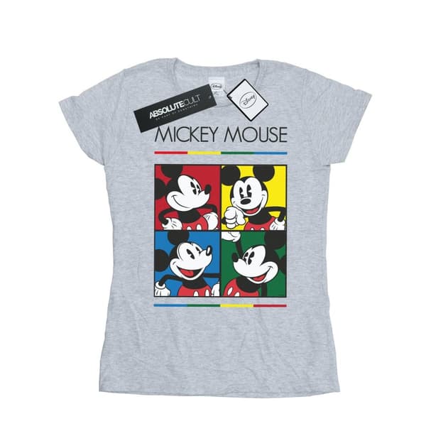Disney Dam/Tjej Musse Pigg T-shirt i bomull med fyrkantig färg