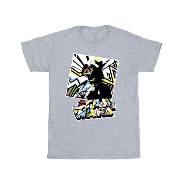 Star Wars Boys Vader Water Colour Pop Art T-Shirt Sports Grey 5-6 Years