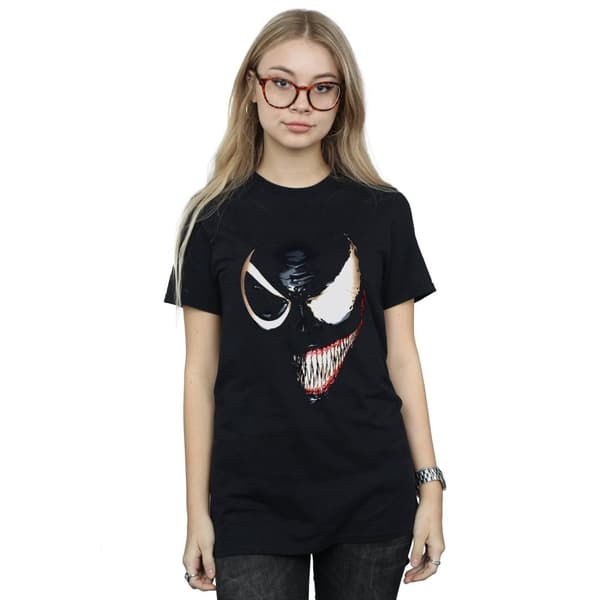 Marvel Dam/Lady Venom T-shirt med delat ansikte i bomull för pojkvän