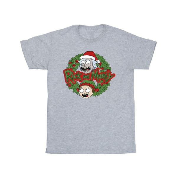 Rick And Morty Mens Christmas Wreath T-Shirt