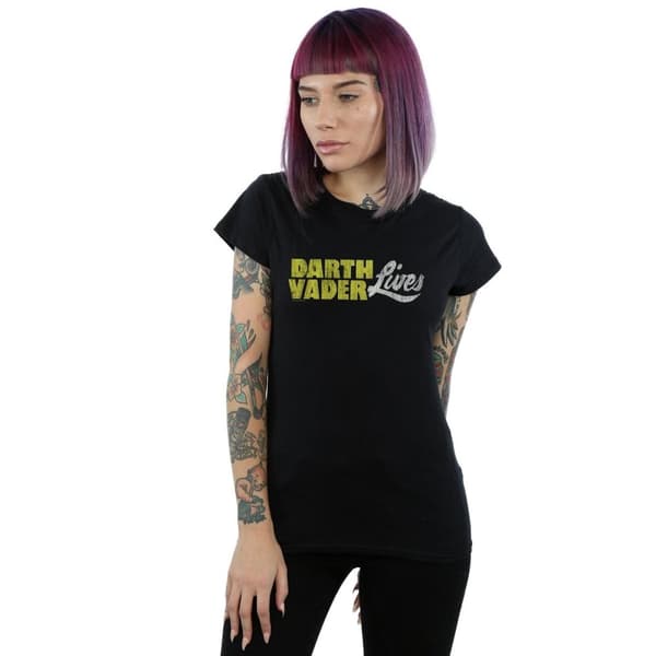 Star Wars Dam/t-shirt i bomull med Darth Vader Lives-logotyp
