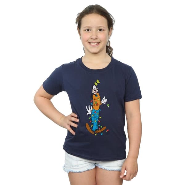 Disney Girls Goofy Christmas Lights Cotton T-Shirt