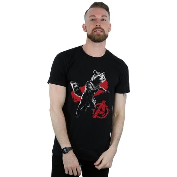 Marvel Mens Avengers Endgame Mono Rocket T-Shirt