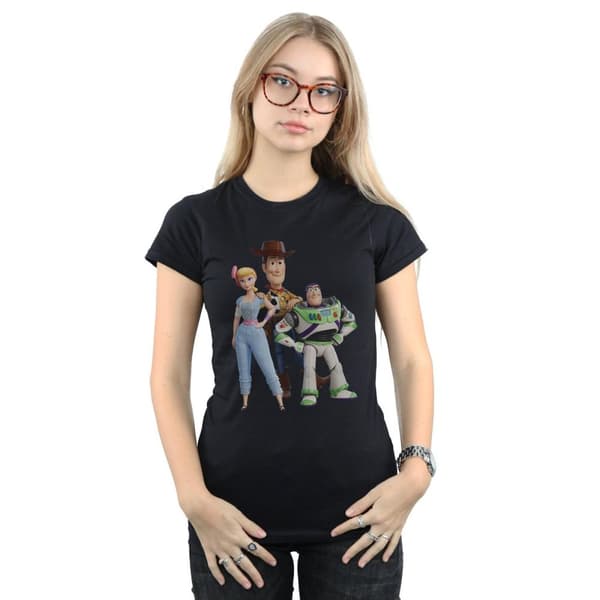 Disney Womens/Ladies Toy Story 4 Woody Buzz and Bo Peep Cotton T-Shirt