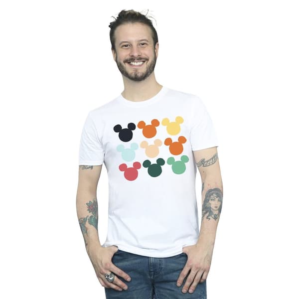 Disney Mens Mickey Mouse Heads T-shirt i fyrkant