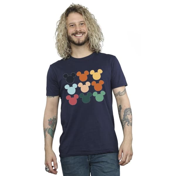 Disney Mens Mickey Mouse Heads T-shirt i fyrkant