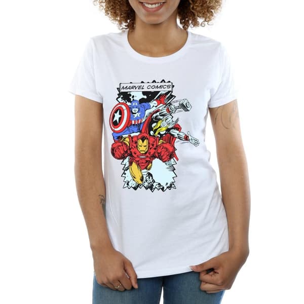 Marvel T-shirt i bomull med seriefigurer - dam/dam