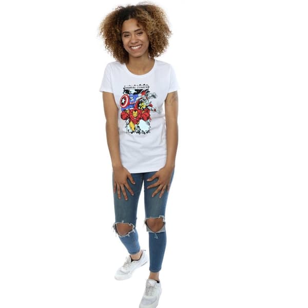 Marvel T-shirt i bomull med seriefigurer - dam/dam