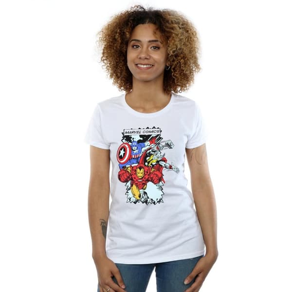 Marvel T-shirt i bomull med seriefigurer - dam/dam