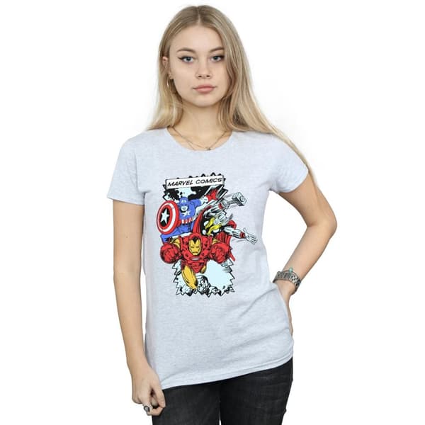 Marvel T-shirt i bomull med seriefigurer - dam/dam