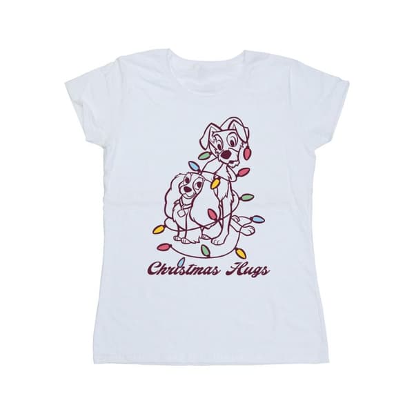 Disney Dam/Tjej Lady And The Tramp Christmas Hugs T-shirt i bomull