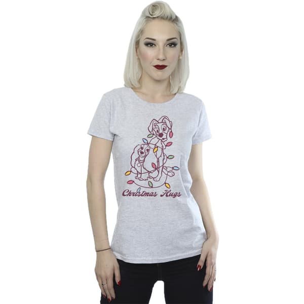 Disney Dam/Tjej Lady And The Tramp Christmas Hugs T-shirt i bomull