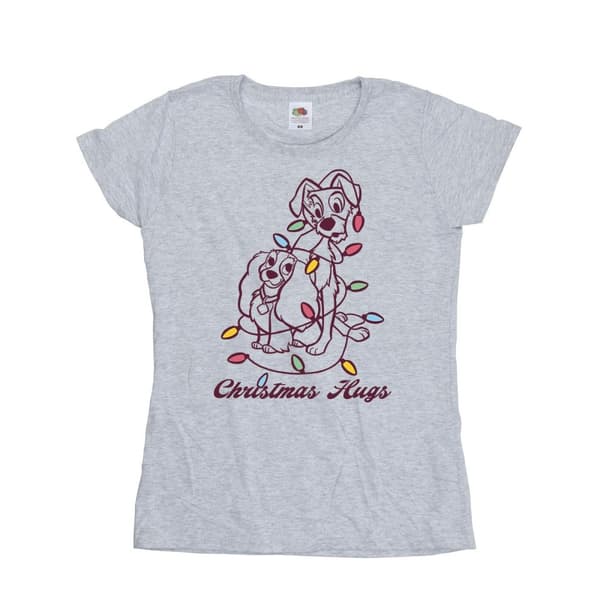 Disney Dam/Tjej Lady And The Tramp Christmas Hugs T-shirt i bomull