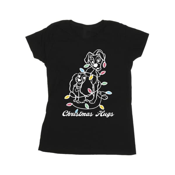 Disney Dam/Tjej Lady And The Tramp Christmas Hugs T-shirt i bomull
