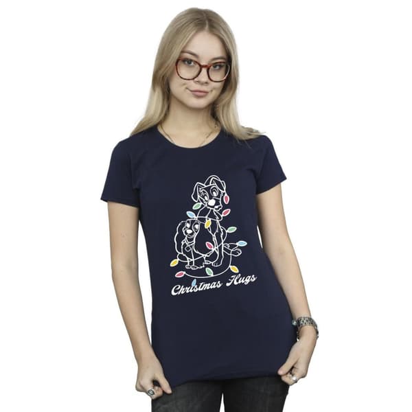 Disney Dam/Tjej Lady And The Tramp Christmas Hugs T-shirt i bomull