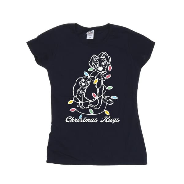 Disney Dam/Tjej Lady And The Tramp Christmas Hugs T-shirt i bomull