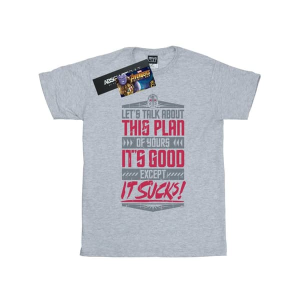 Marvel Girls Avengers Infinity War It Sucks Cotton T-Shirt Sports Grey 9-11 Years