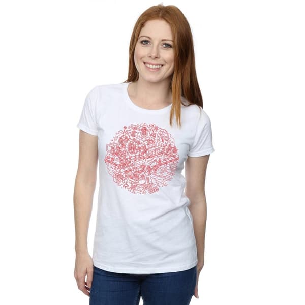 Star Wars Womens/Ladies Christmas Death Star Cotton T-Shirt