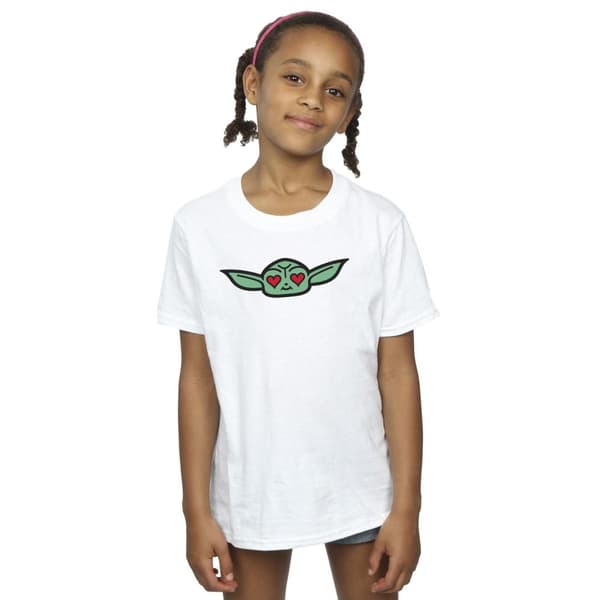 Star Wars Girls The Mandalorian Grogu Hjärta Ögon Bomulls-T-shirt