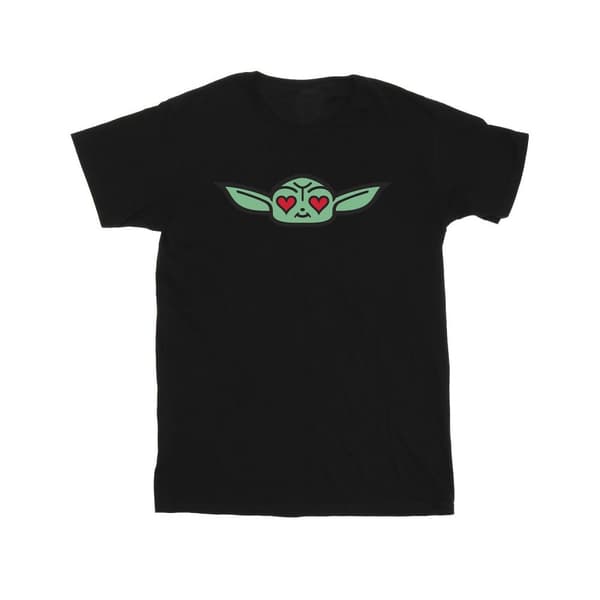 Star Wars Girls The Mandalorian Grogu Hjärta Ögon Bomulls-T-shirt