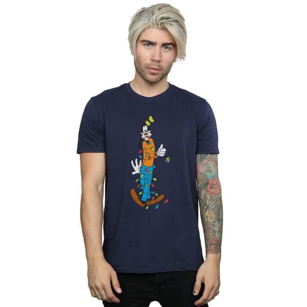 Disney Mens Goofy Christmas Lights T-Shirt